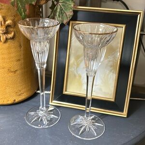 Mikasa glass vintage candle holder pair set of 2